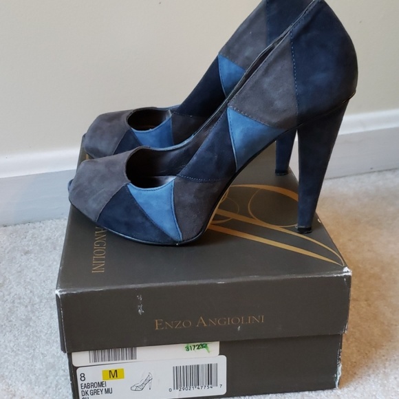 Enzo Anglioni - Suede heel - dk grey/navy/blue 8M - Picture 3 of 8